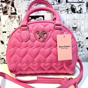 NEW Juicy Couture Flawless Dome Satchel Heart Quilted Juicy Pink